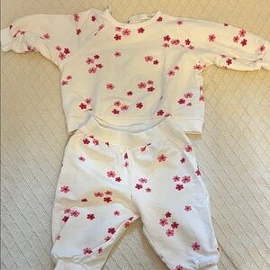 Floral Zara Kids Set - White and Pink